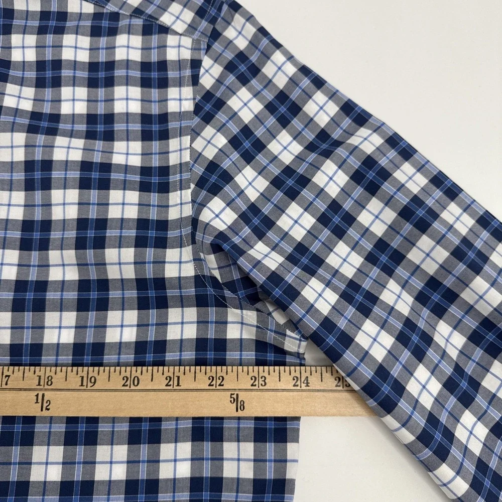 UNTUCKit Men's XL Plaid Button Down Shirt Blue‎ White Cotton Casual